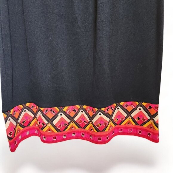 DVF Diane Von Furstenberg Silk Shift Dress Womens Sz 2 Black Tribal Boho Sleevle - Picture 3 of 13